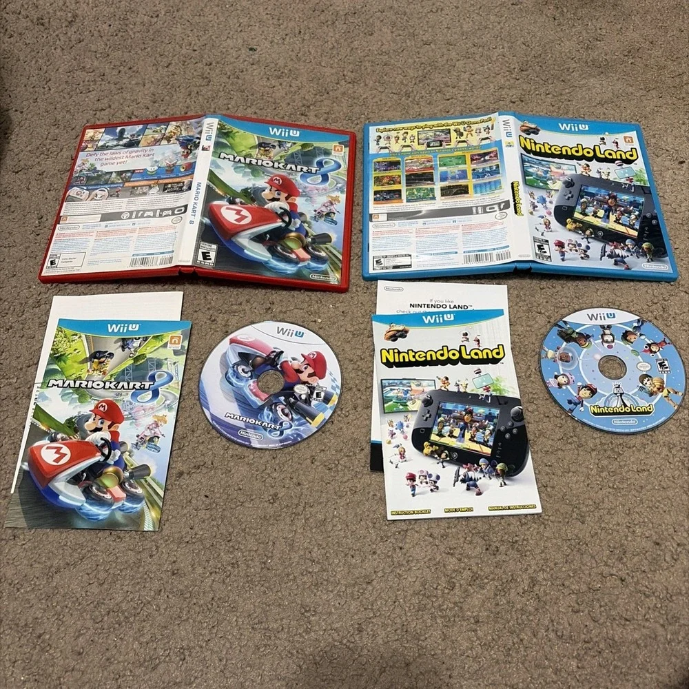 Nintendo Wii U Mario Kart 8 Nintendo Land Complete W/ Manual